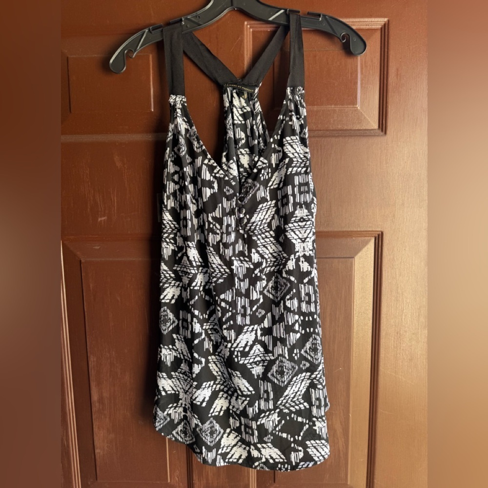 Jeans By Buffalo Sleeveless Black & White Tank Top Size Large